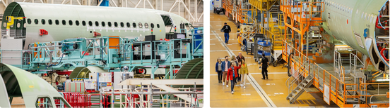 Vue d'un avion en cours de montage chez Airbus
